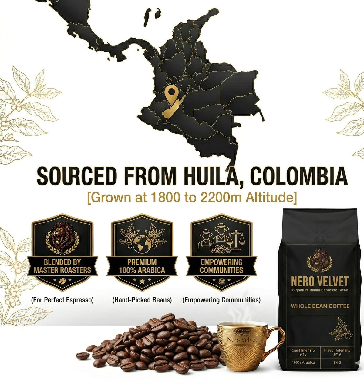 Nero Velvet Espresso Coffee Beans 1kg | Dark Roast
