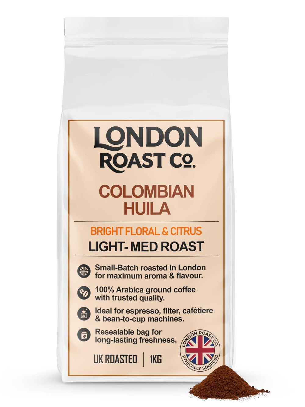 London Roast Co Colombia Huila Ground Coffee 1kg | Light-Medium Roast