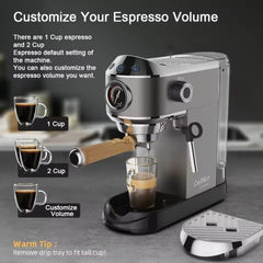 Coffeeholic Espresso Machine 1.1L | Silver, 20 Bar