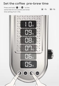 Coffeeholic Espresso Machine 1.3L | Silver, 20 Bar