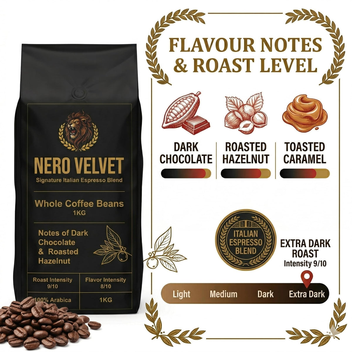 Nero Velvet Espresso Coffee Beans 1kg | Dark Roast