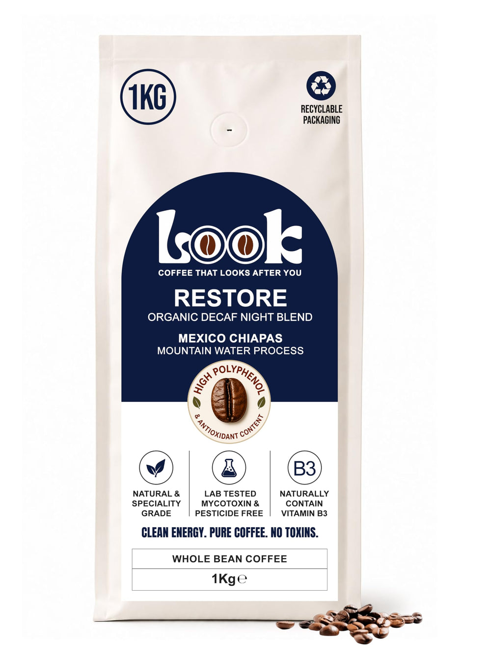 Look Coffee Restore Natural Decaf Coffee Beans 1kg