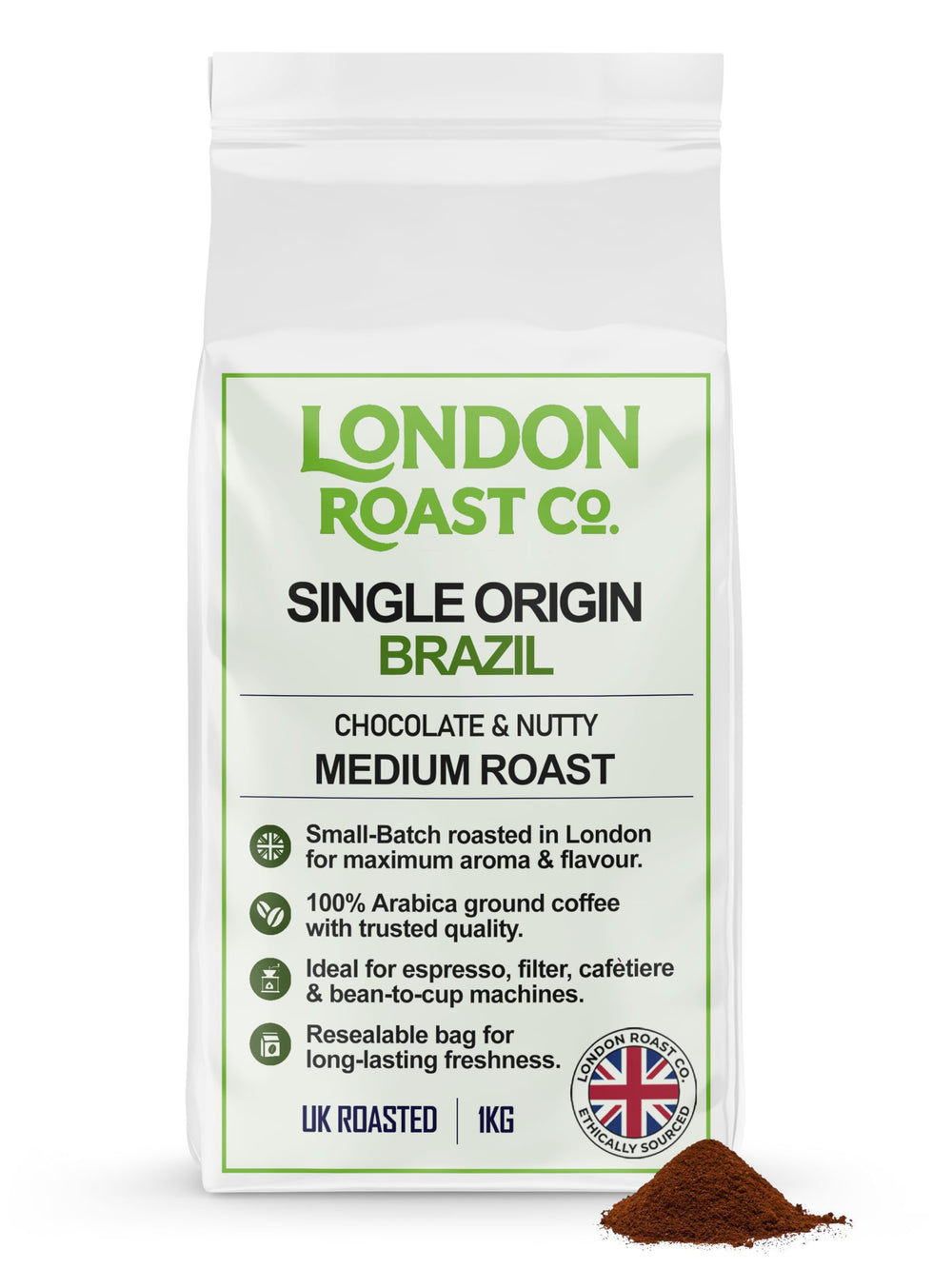 London Roast Co Brazil Ground Coffee 1kg | Medium Roast