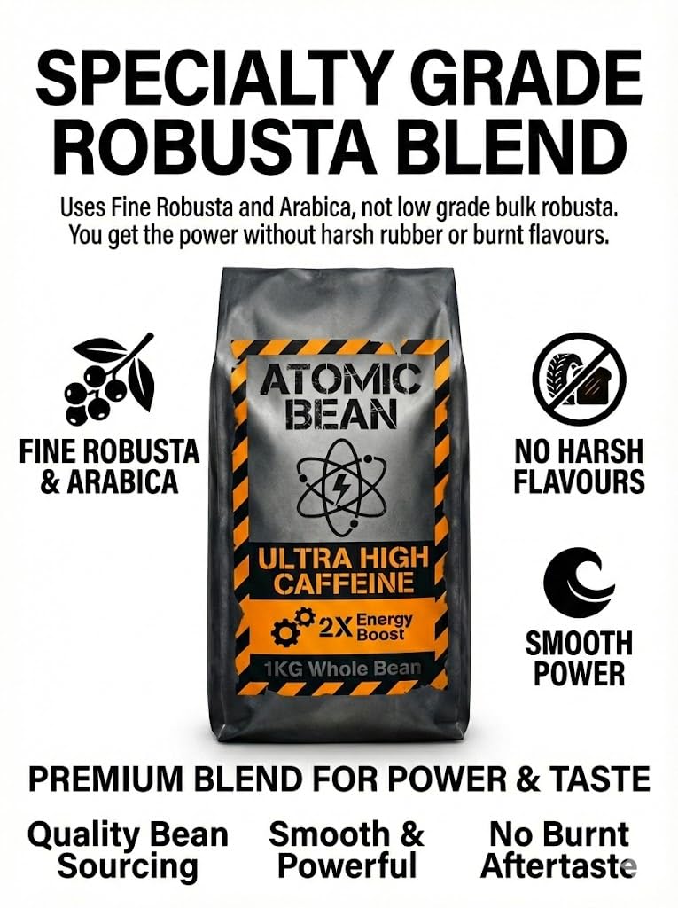 Atomic Bean Ultra High Caffeine Coffee Beans 1kg | Dark Roast
