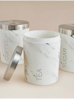 Coffeeholic Tea, Coffee & Sugar Canister Set | Marble