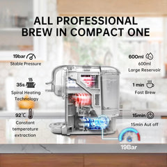 Coffeeholic Bean-to-Cup Coffee Machine | 20 Bar, 1450W