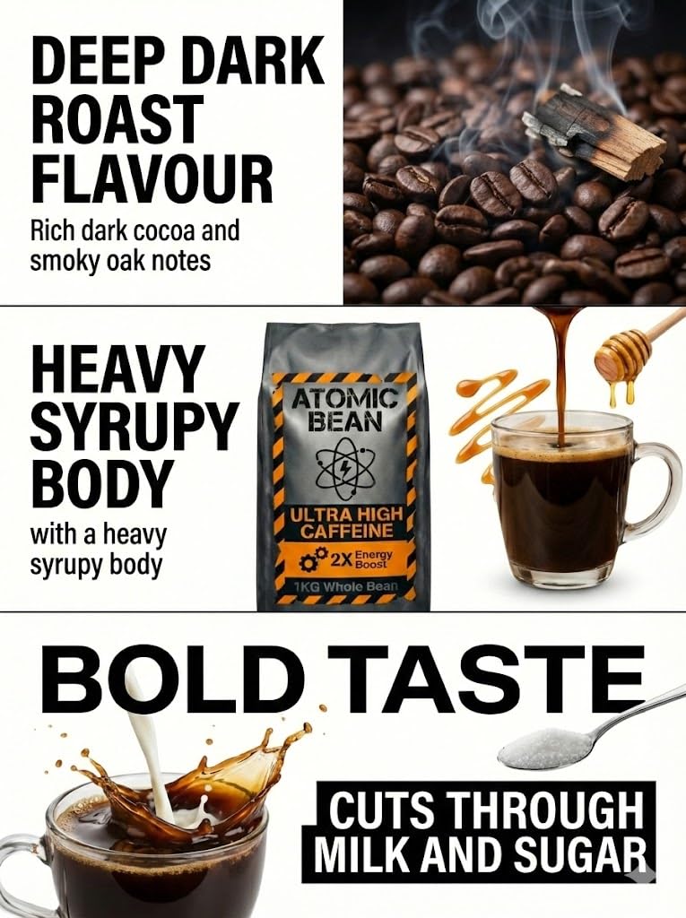 Atomic Bean Ultra High Caffeine Coffee Beans 1kg | Dark Roast