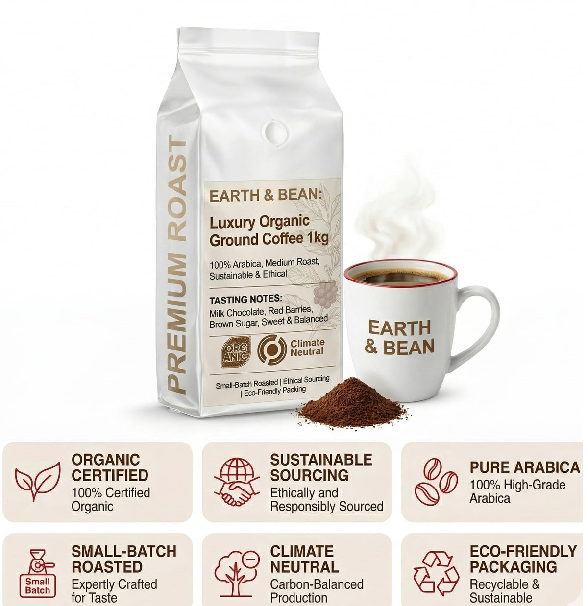 Earth & Bean Luxury Coffee Beans 1kg | Medium Roast
