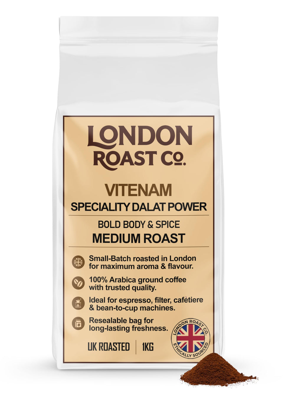 London Roast Co Vietnamese Ground Coffee 1kg | Medium Roast