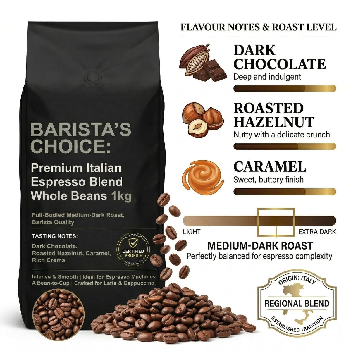 Baristas Choice Espresso Coffee Beans 1kg