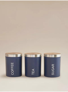 Coffeeholic Tea, Coffee & Sugar Canister Set | Blue