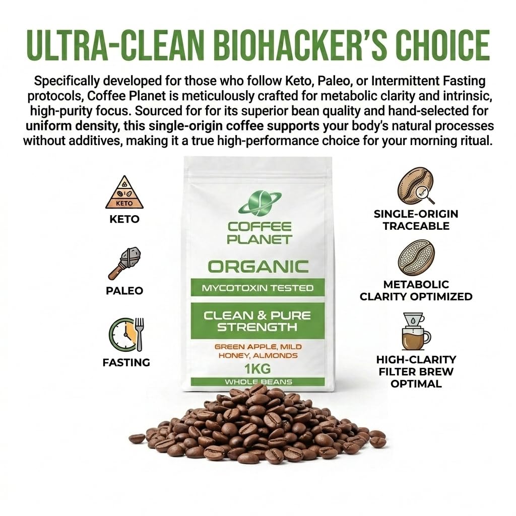 Coffee Planet Clean and Pure Strength Coffee Beans 1kg | Medium Roast