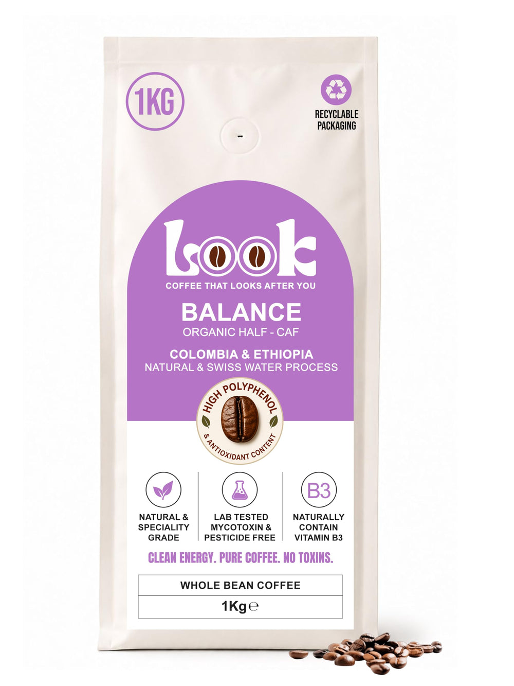 Look Coffee Balance Half-Caf Coffee Beans 1kg | Medium Roast