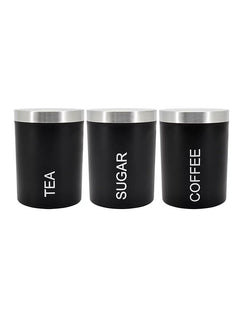 Coffeeholic Tea, Coffee & Sugar Canister Set | Black