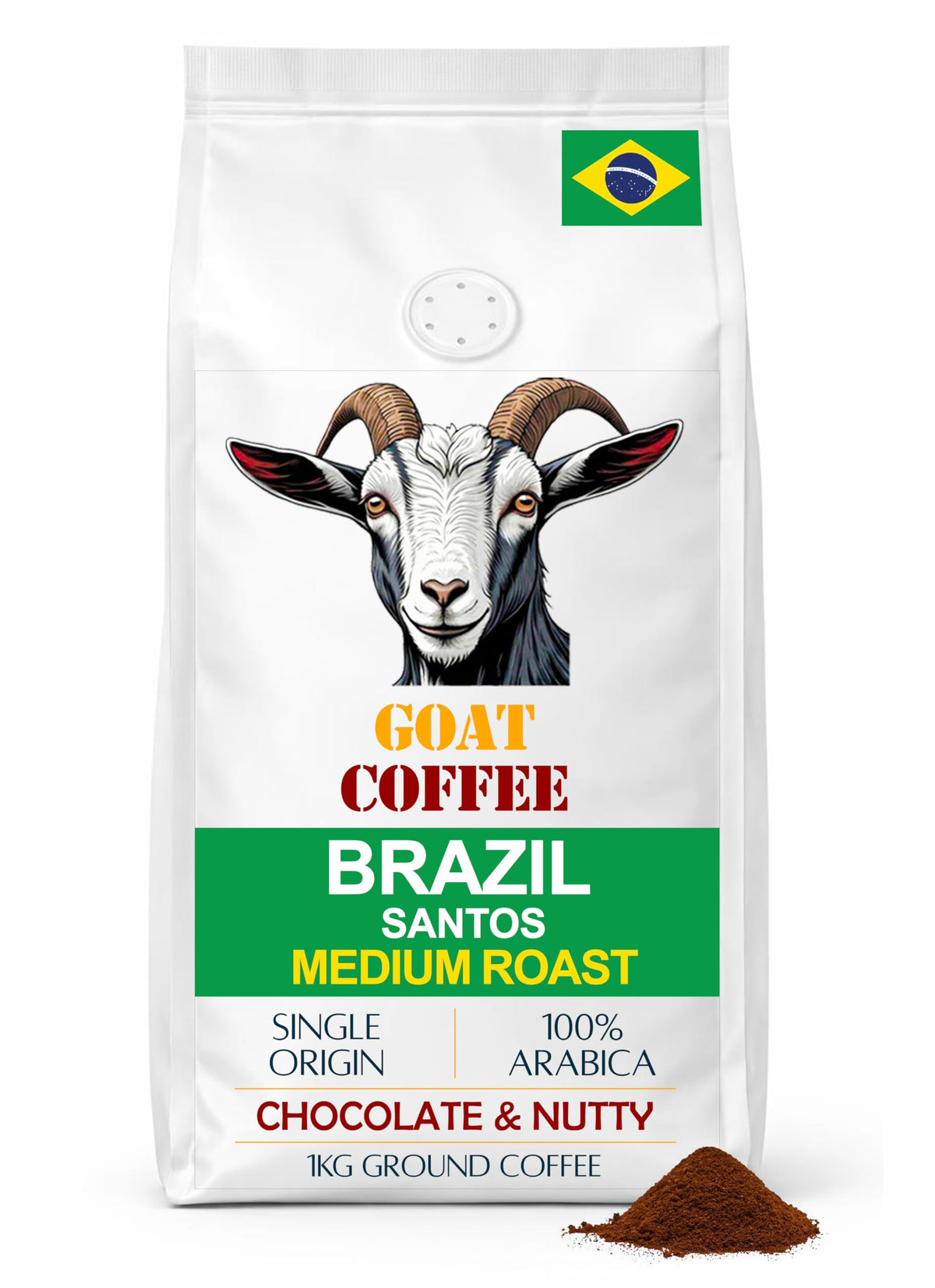 Goat Coffee Brazil Santos Ground Coffee 1kg | Medium Roast