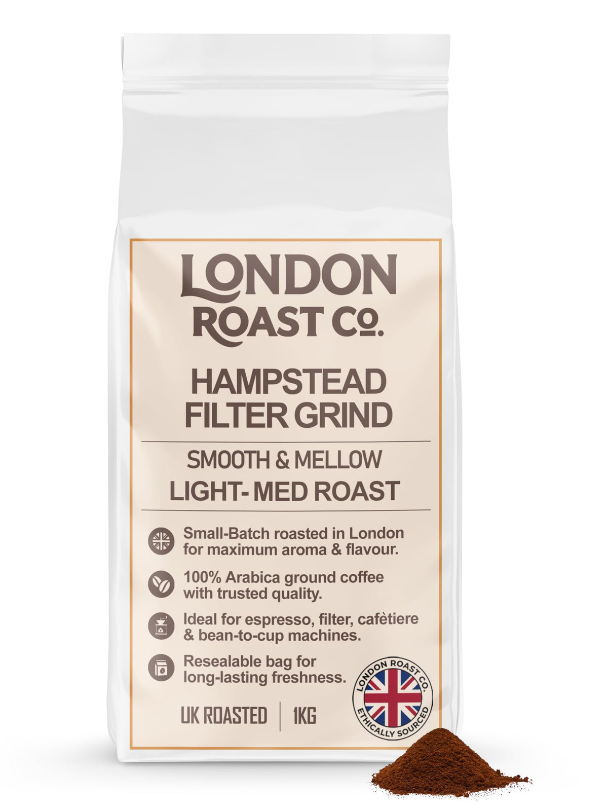 London Roast Co Hampstead Grind Ground Coffee 1kg | Light-Medium Roast