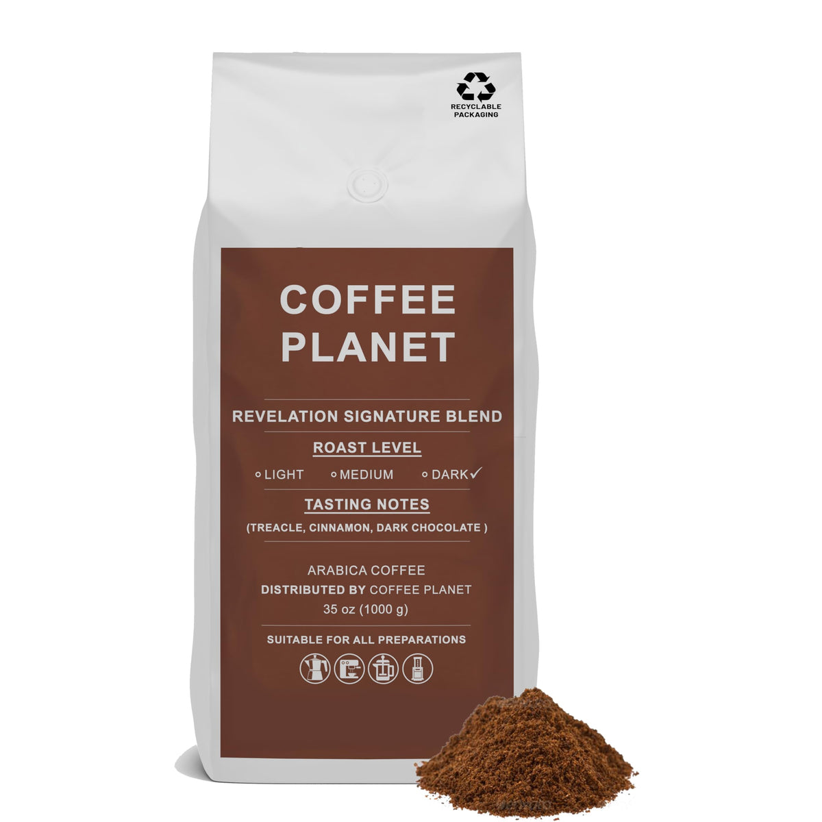 Coffee Planet Revelation Sign Blend Ground Coffee 1kg | Dark Roast