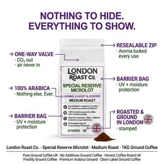 London Roast Co Special Reserve Microlot Ground Coffee 1kg | Medium Roast