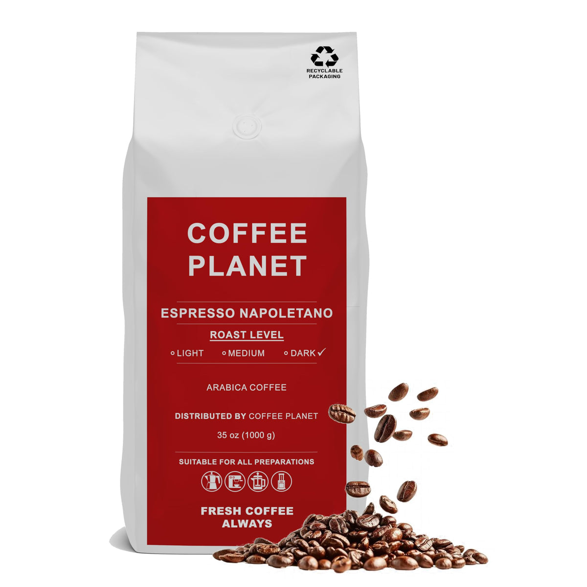 Coffee Planet Espresso Napoletano Coffee Beans 1kg | Dark Roast