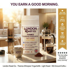 London Roast Co Thames Ethiopia Yirgacheffe Ground Coffee 1kg | Light Roast