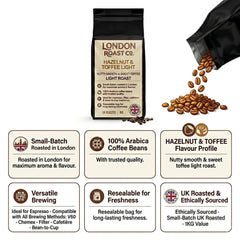 London Roast Co Hazelnut & Toffee Coffee Beans 1kg | Light Roast