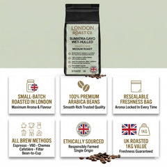 London Roast Co Sumatra Gayo Wet-Hulled Coffee Beans 1kg | Medium Roast