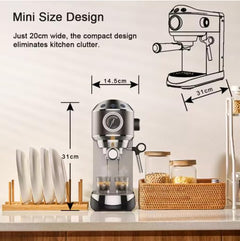 Coffeeholic Espresso Machine 1.1L | Silver, 20 Bar