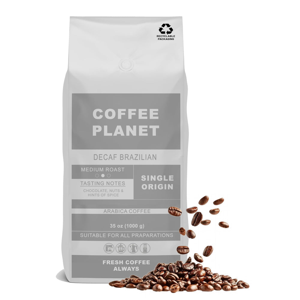Coffee Planet Brazilian Decaf Coffee Beans 1kg | Medium Roast