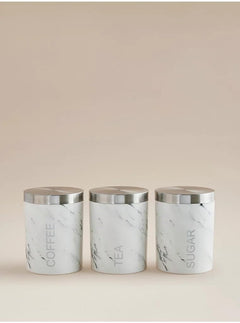Coffeeholic Tea, Coffee & Sugar Canister Set | Marble