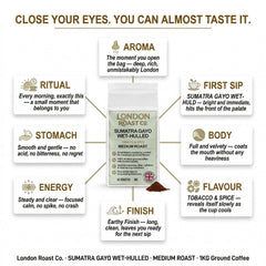 London Roast Co Sumatra Gayo Ground Coffee 1kg | Medium Roast