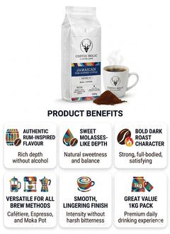 Coffeeholic Jamaican Rum Inspired Ground Coffee 1kg | Dark Roast
