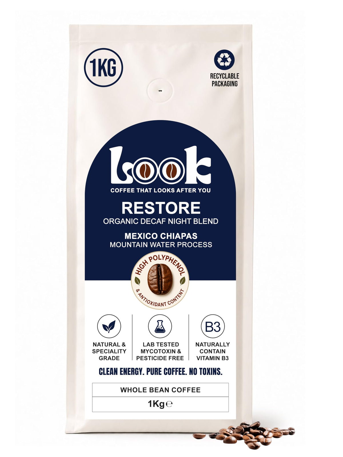 Look Coffee Restore Natural Decaf Coffee Beans 1kg