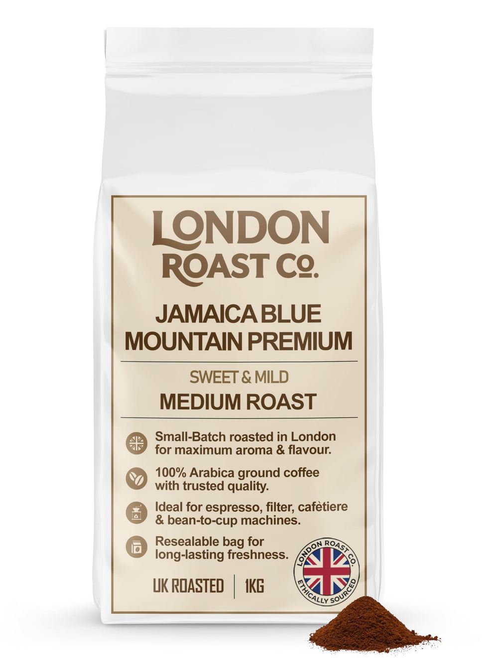 London Roast Co Jamaica Blue Mountain Ground Coffee 1kg | Medium Roast