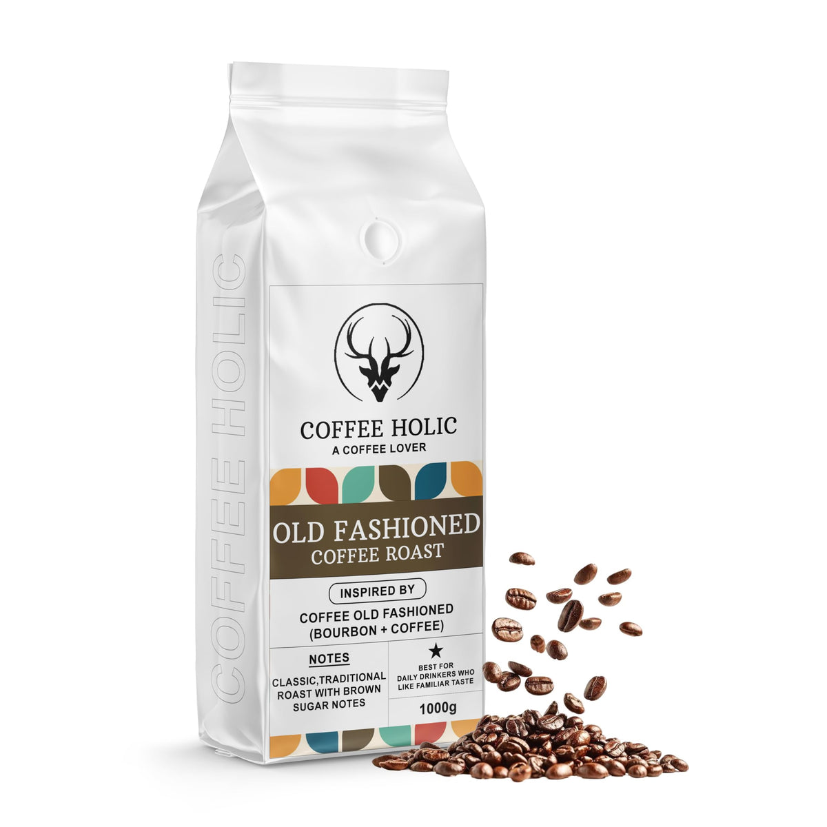 Coffeeholic Old Fashioned Bourbon Coffee Beans 1kg | Dark Roast