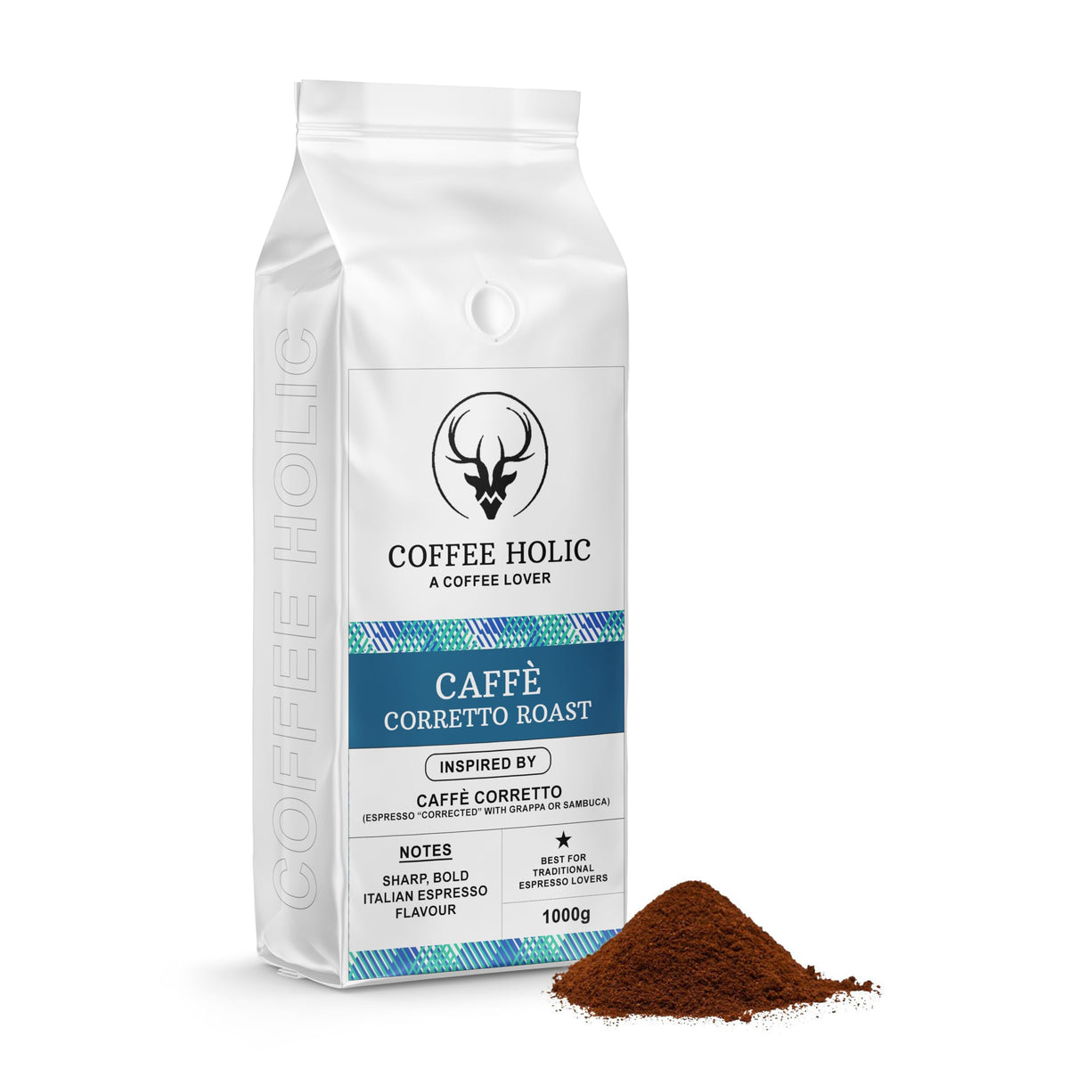 Coffeeholic Caffe Corretto Roast Ground Coffee 1kg | Medium Roast