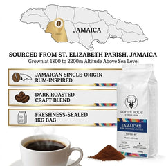 Coffeeholic Jamaican Rum Inspired Ground Coffee 1kg | Dark Roast