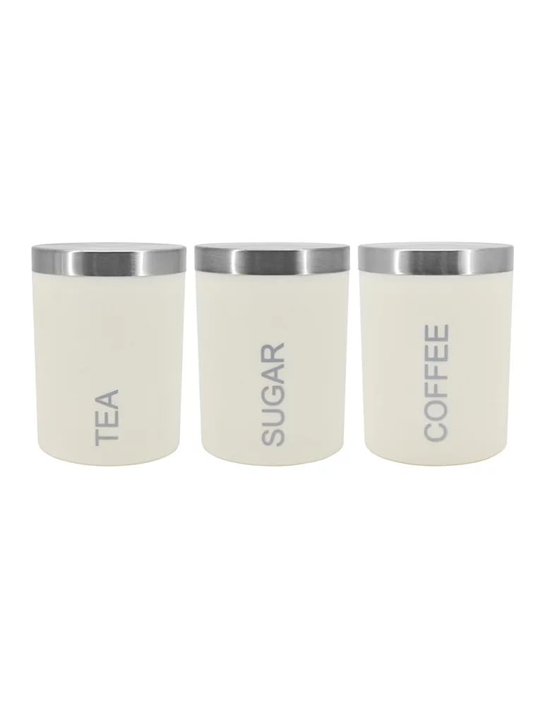 Coffeeholic Tea, Coffee & Sugar Canister Set | Cream
