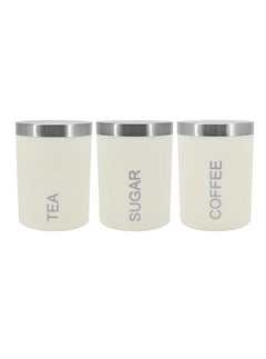 Coffeeholic Tea, Coffee & Sugar Canister Set | Cream
