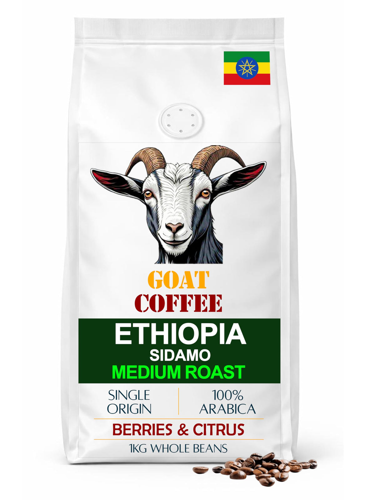 Goat Coffee Ethiopia Sidamo Coffee Beans 1kg | Medium Roast
