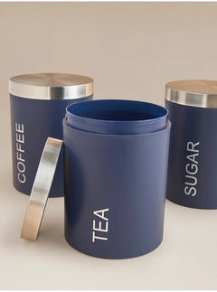 Coffeeholic Tea, Coffee & Sugar Canister Set | Blue