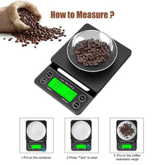 Coffeeholic Digital Coffee Scales 3kg | Timer, 0.1g Precision