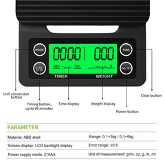 Coffeeholic Digital Coffee Scales 3kg | Timer, 0.1g Precision