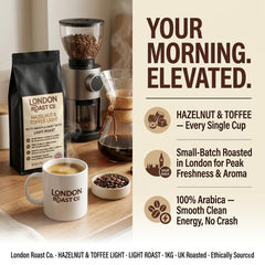 London Roast Co Hazelnut & Toffee Coffee Beans 1kg | Light Roast