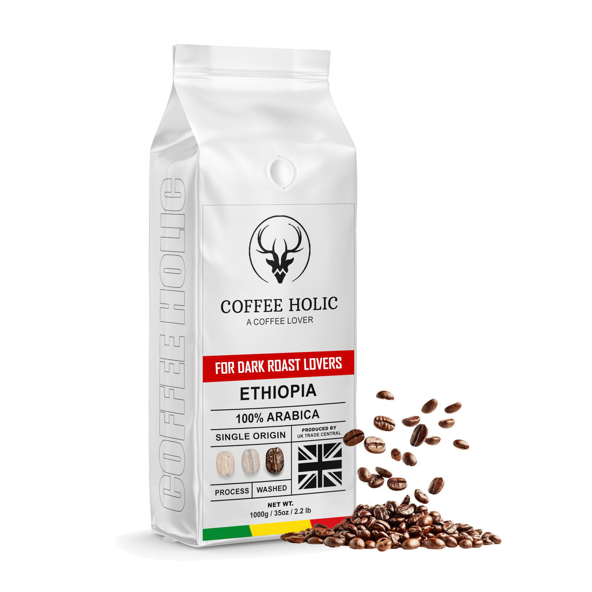 Coffeeholic Ethiopia Coffee Beans 1kg | Dark Roast
