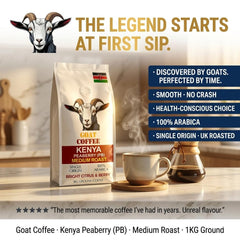 Goat Coffee Kenya Peaberry Ground Coffee 1kg | Medium Roast