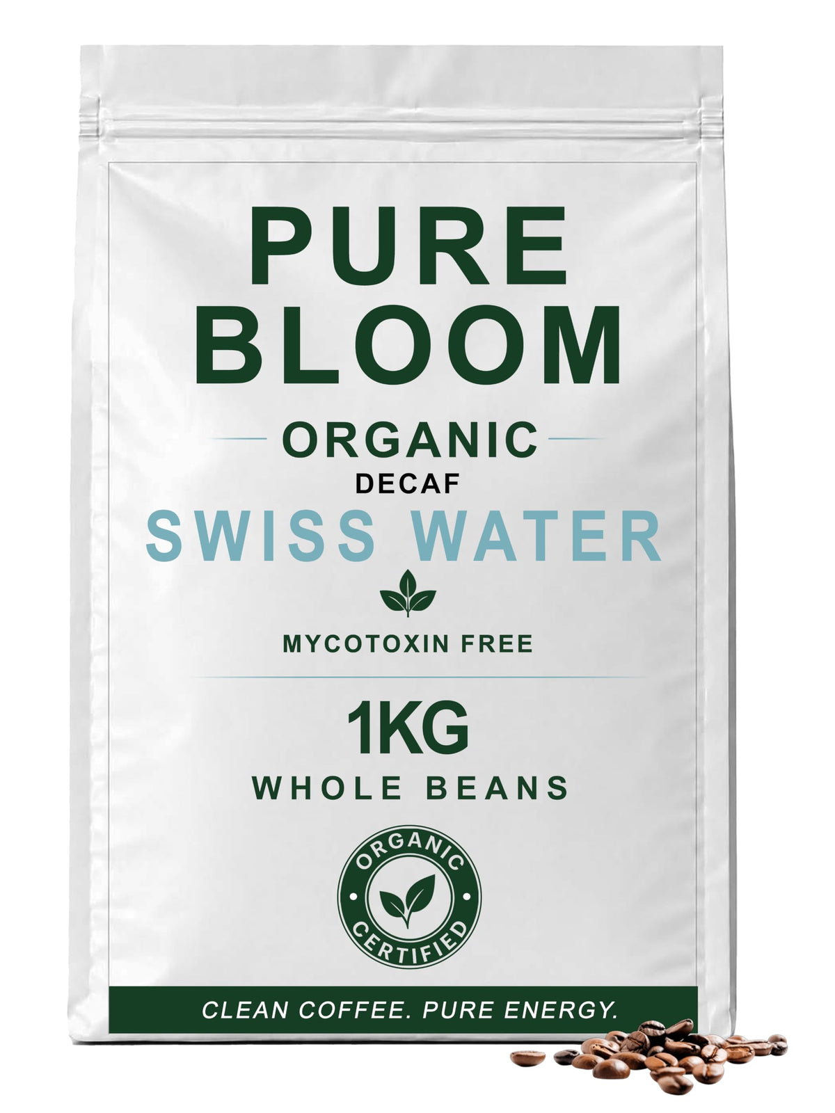 Pure Bloom Clean Jamaican Swiss Water Decaf Coffee Beans 1kg