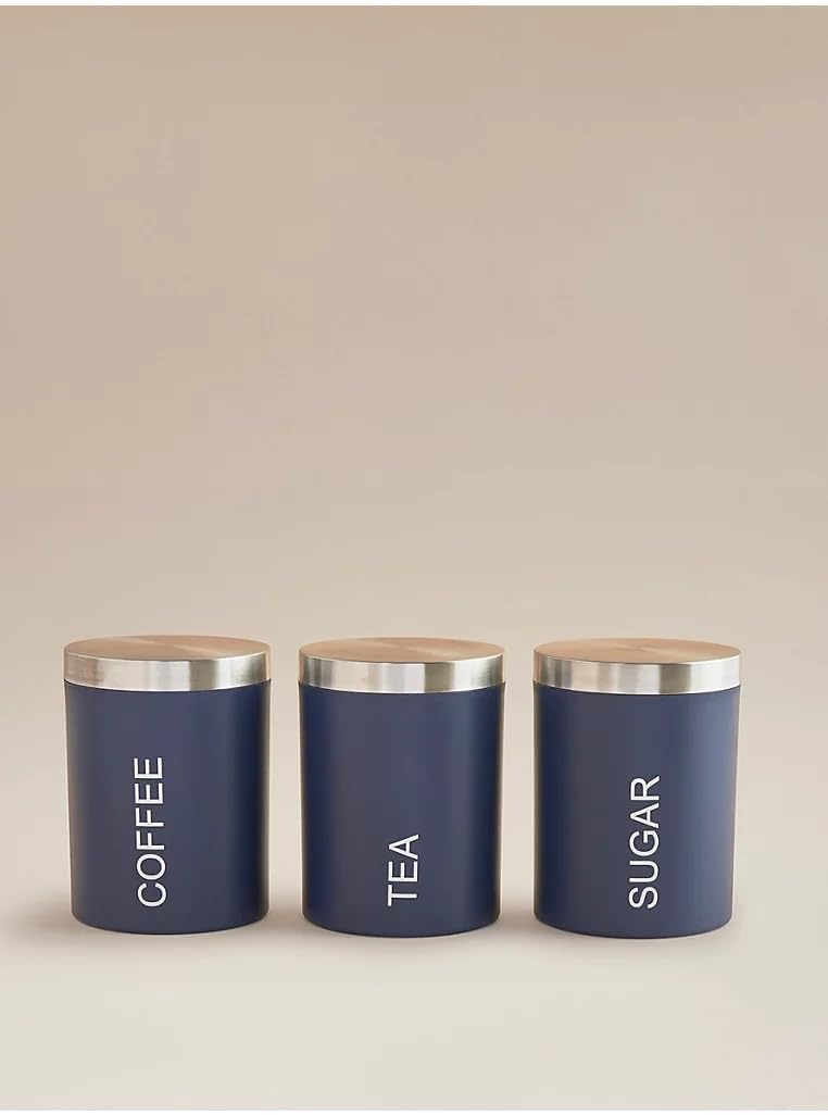 Coffeeholic Tea, Coffee & Sugar Canister Set | Blue