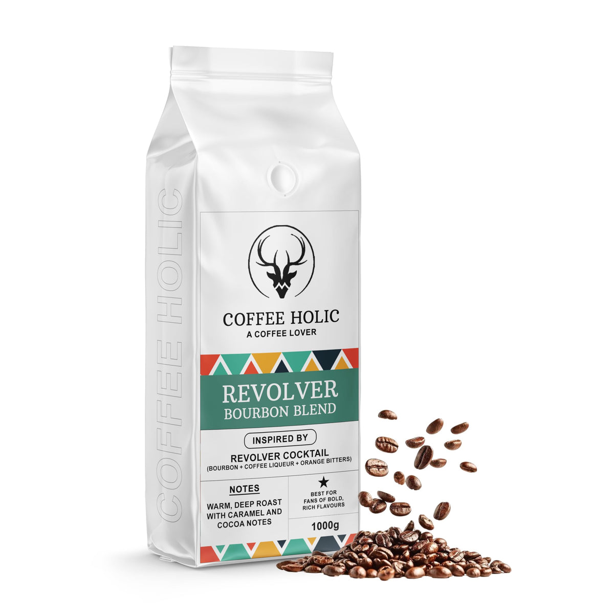 Coffeeholic Revolver Bourbon Blend Coffee Beans 1kg | Dark Roast
