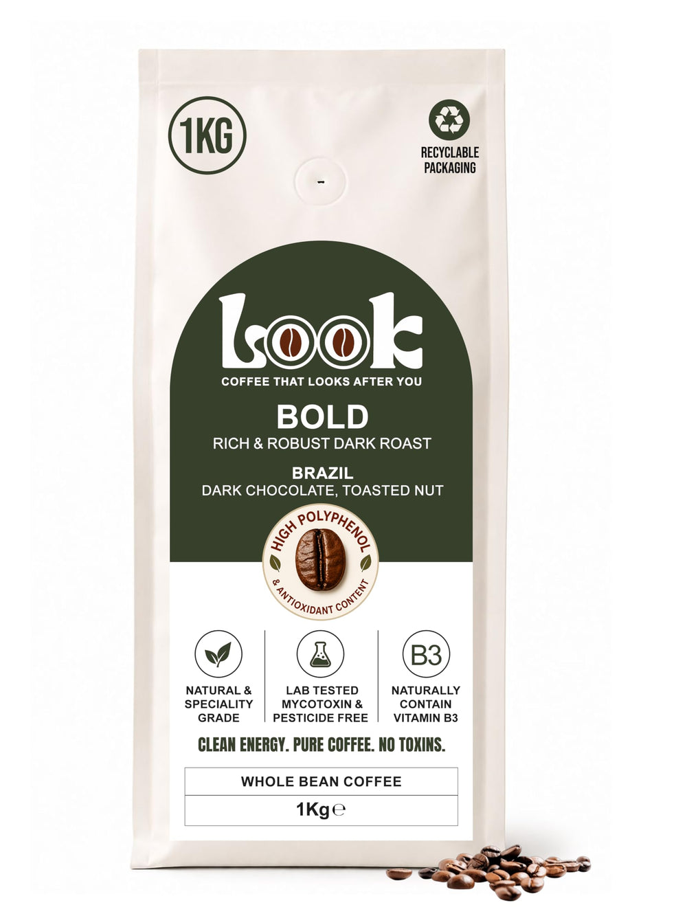 Look Coffee Bold Clean Coffee Beans 1kg | Dark Roast