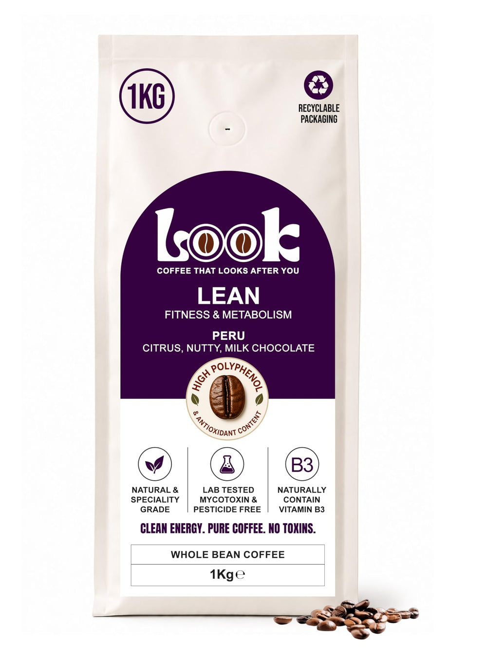 Look Coffee Lean Fitness & Metabolism Clean Coffee Beans 1kg